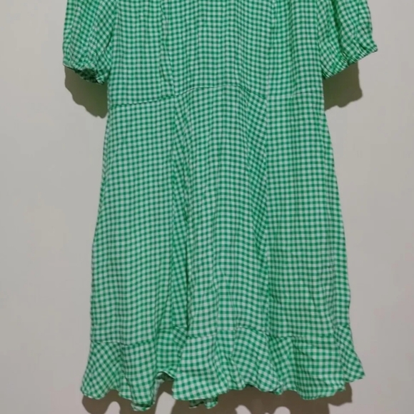 Sportsgirl Size 10 Green Gingham Check smock Mini Dress - Picture 2 of 5